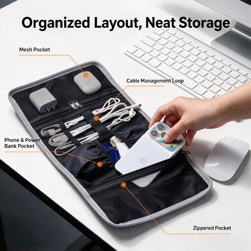 Large Capacity Cable Organizer - Tech Accessories Travel Organizer Pouch 评论和价格