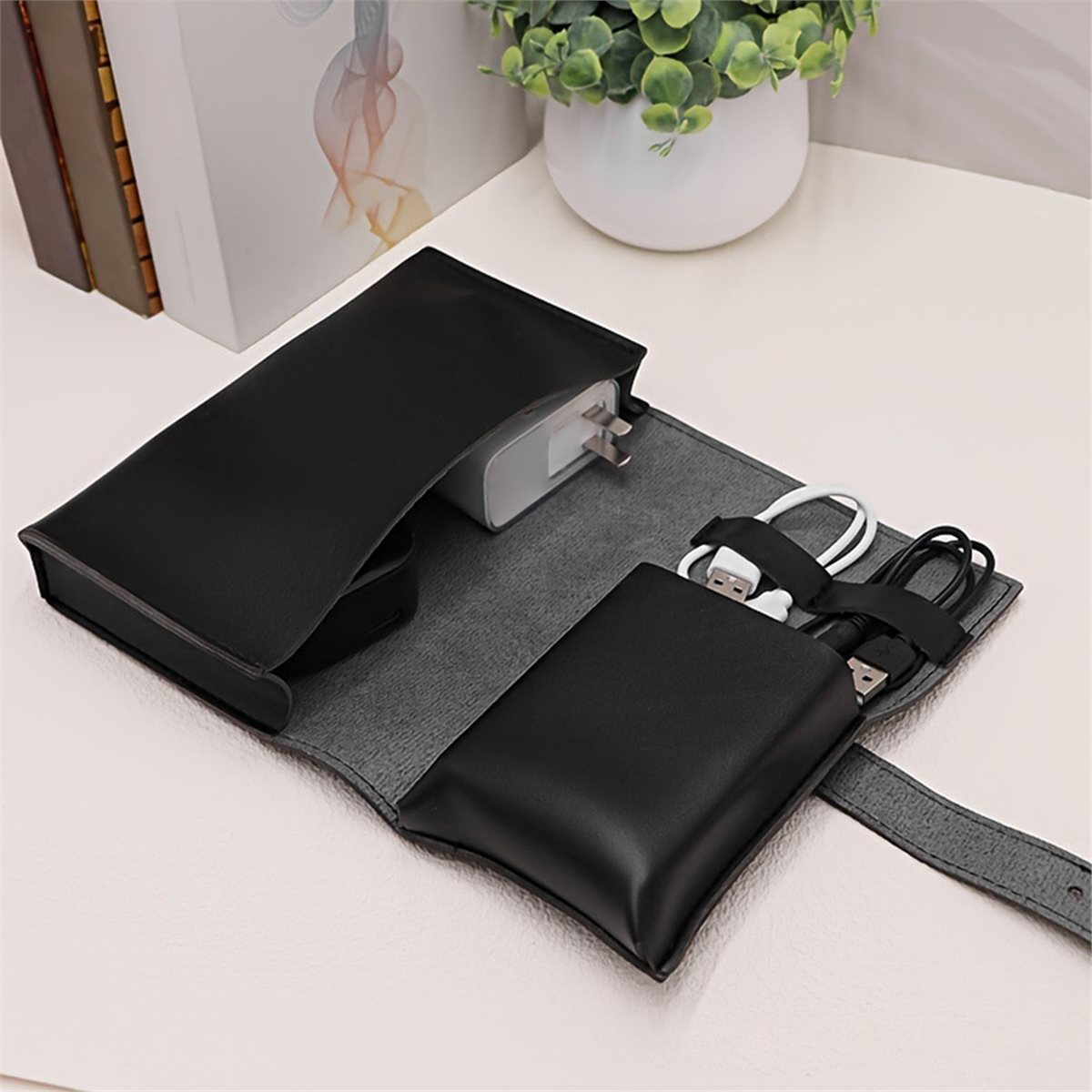(A94Z] PU Multi-Compartment Or - Tech Accessories Storage 评论和价格